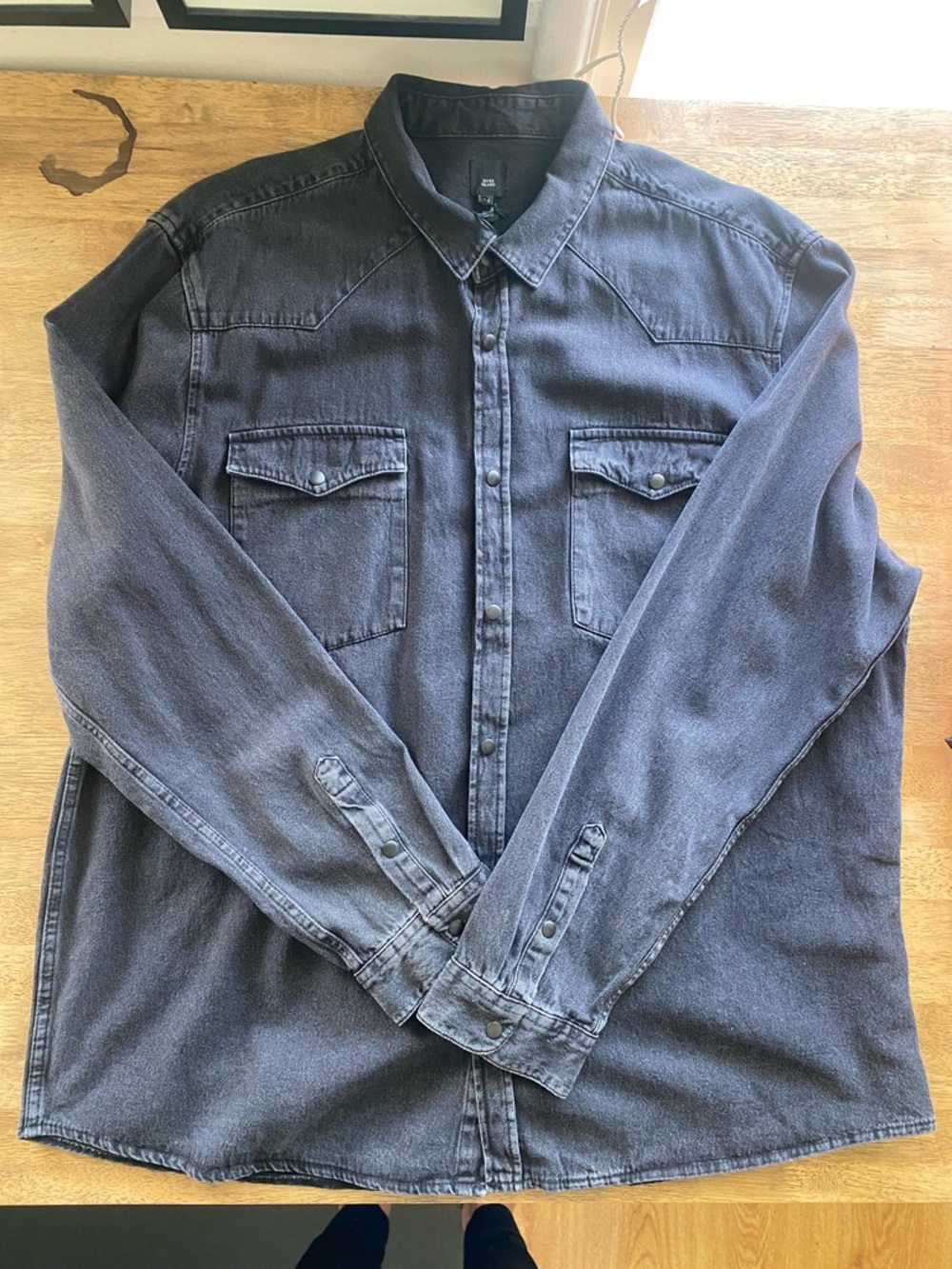 River Island Denim long sleeve button up shirt shacket Black men’s 3X. NWT